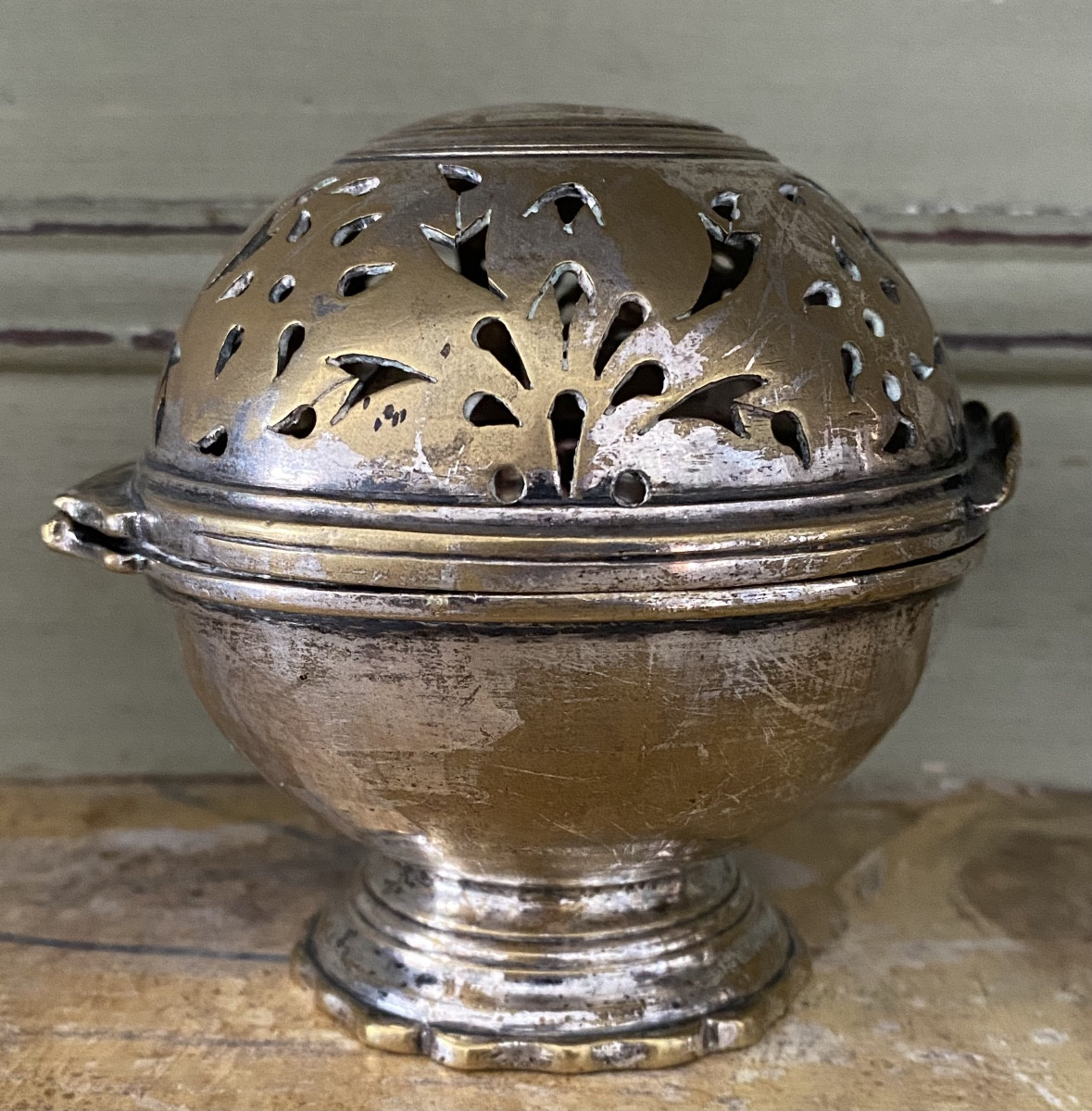 Sponge Ball, Silver-plated Metal, 18th Century-photo-4