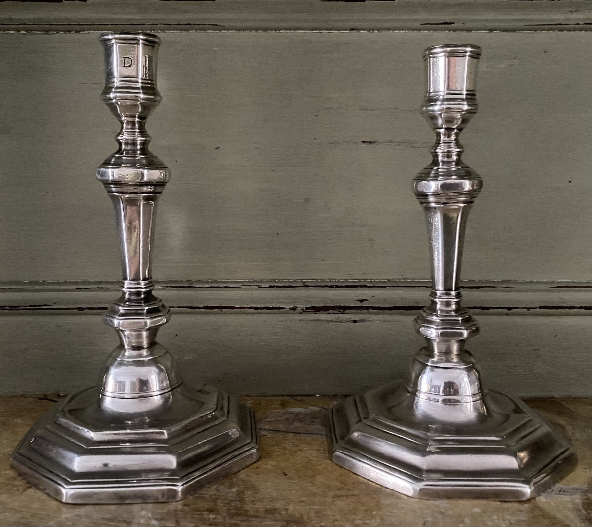 Bayonne, paire de Flambeaux, bougeoirs, argent, 1738-photo-2