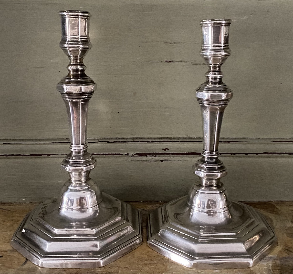 Bayonne, paire de Flambeaux, bougeoirs, argent, 1738