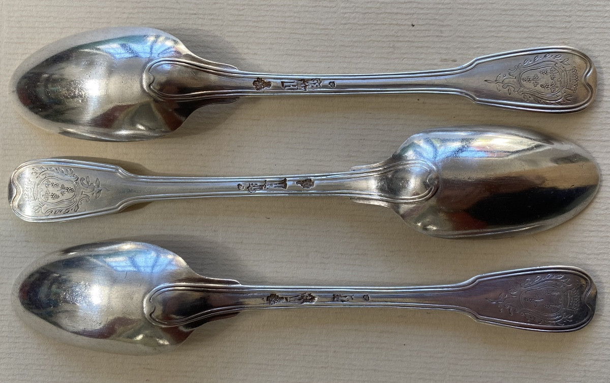 Petites cuillères, cuillères à thé, argent, armoiries, Paris 1780-photo-3