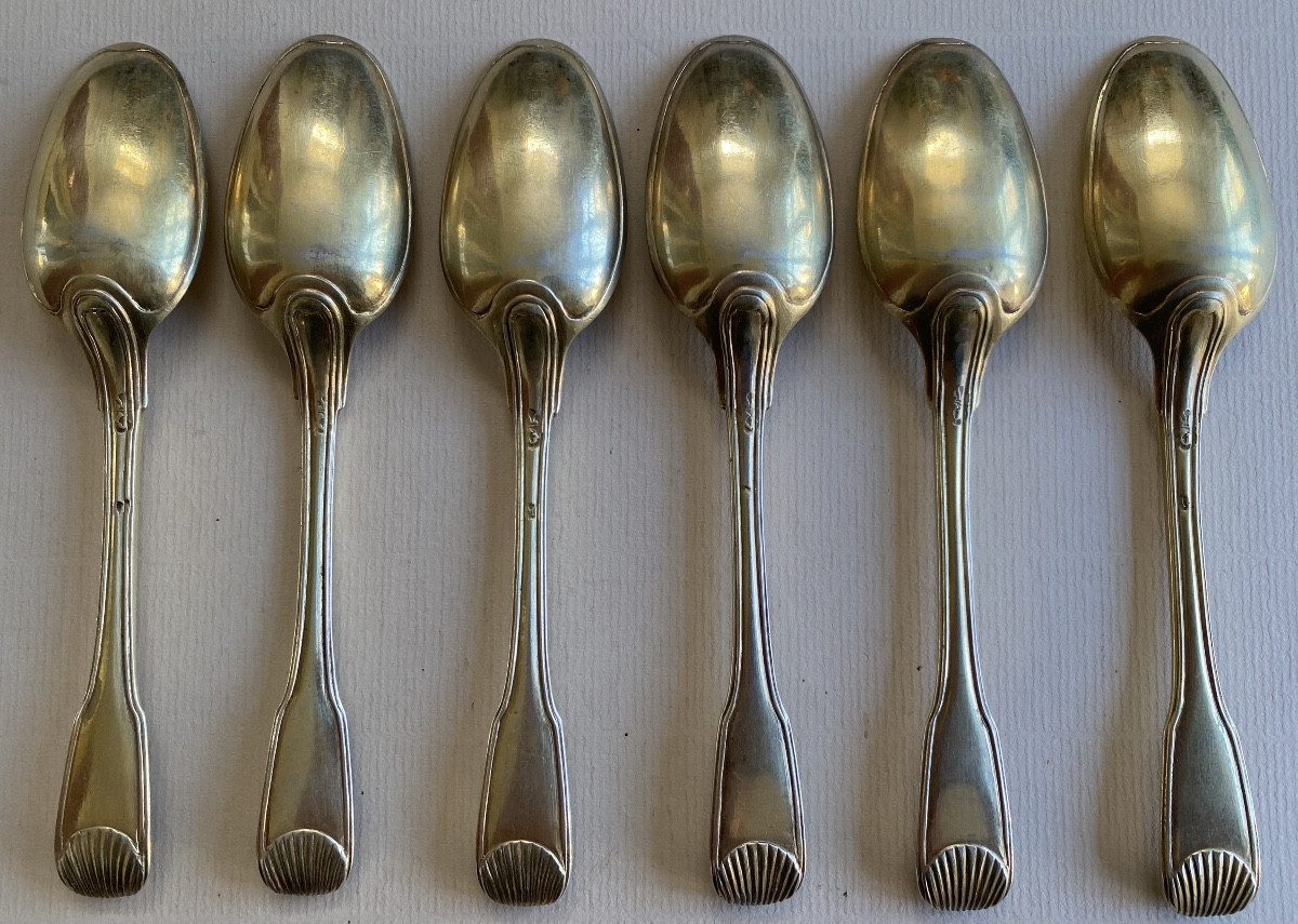 Strasbourg, Teaspoons, Small Spoons, Gilt Silver, Vermeil-photo-2