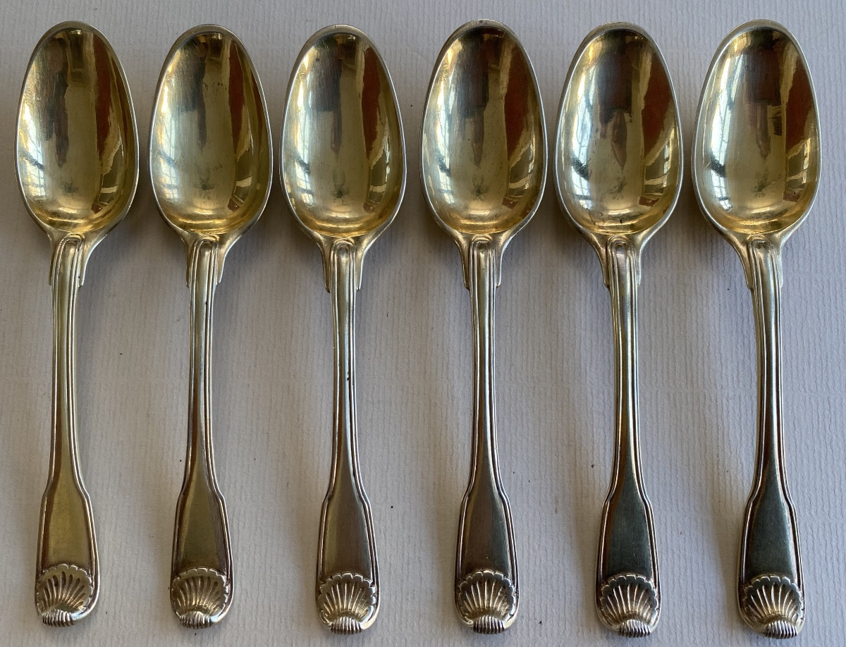Strasbourg, Teaspoons, Small Spoons, Gilt Silver, Vermeil-photo-3