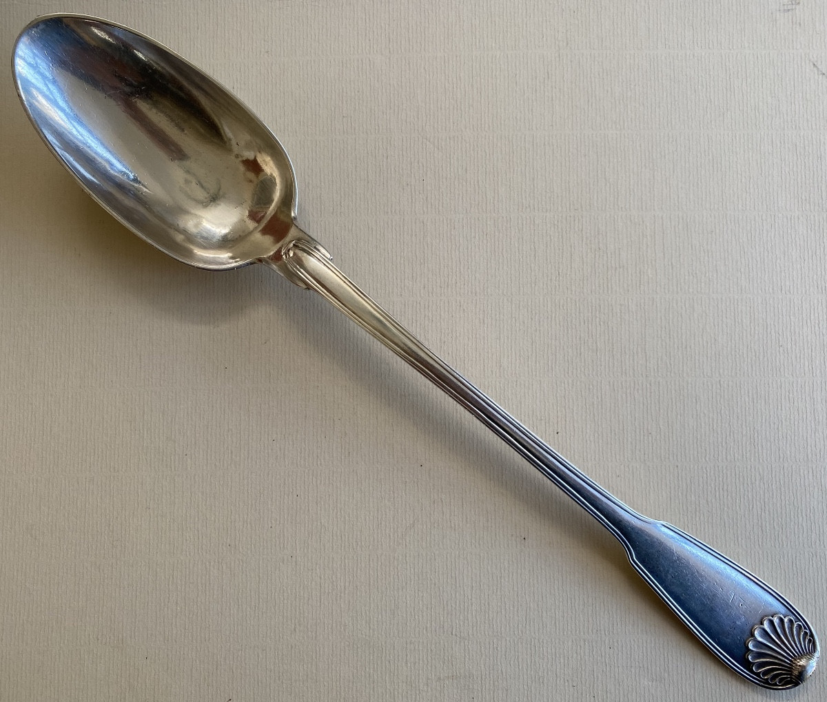 Silver Serving Spoon, With Shell Motifs And Coat Of Arms, Paris, 1767-photo-3