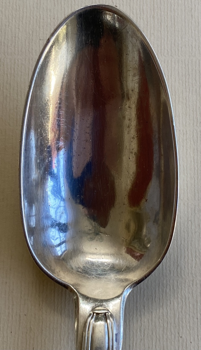 Silver Serving Spoon, With Shell Motifs And Coat Of Arms, Paris, 1767-photo-2