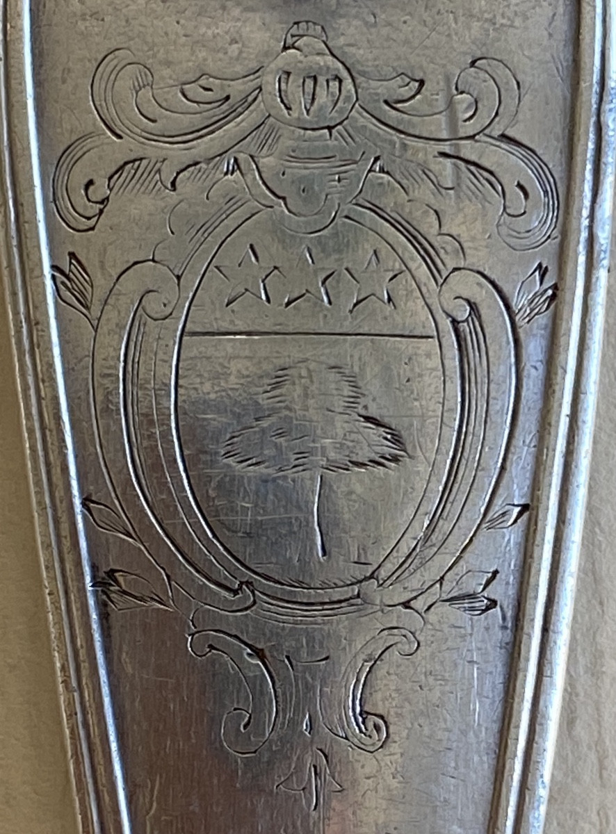 Silver Serving Spoon, With Shell Motifs And Coat Of Arms, Paris, 1767