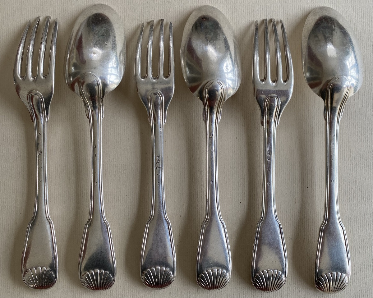Couverts, Filets Coquilles, Argent, Paris 1752-photo-2
