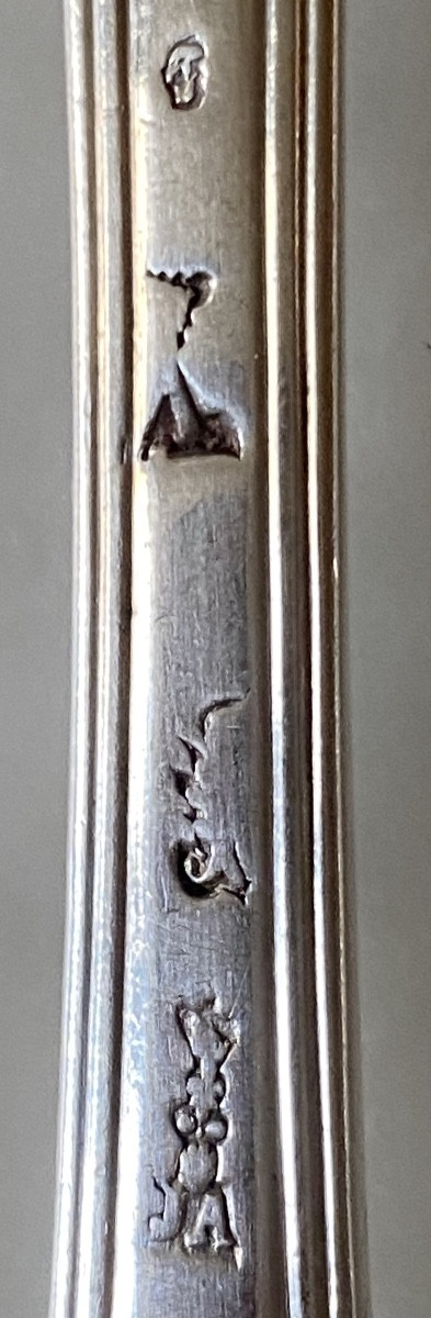 Eloi Guérin, Set Of 6 Flatware, Silver, Filet Violin Shells And Clasps-photo-6