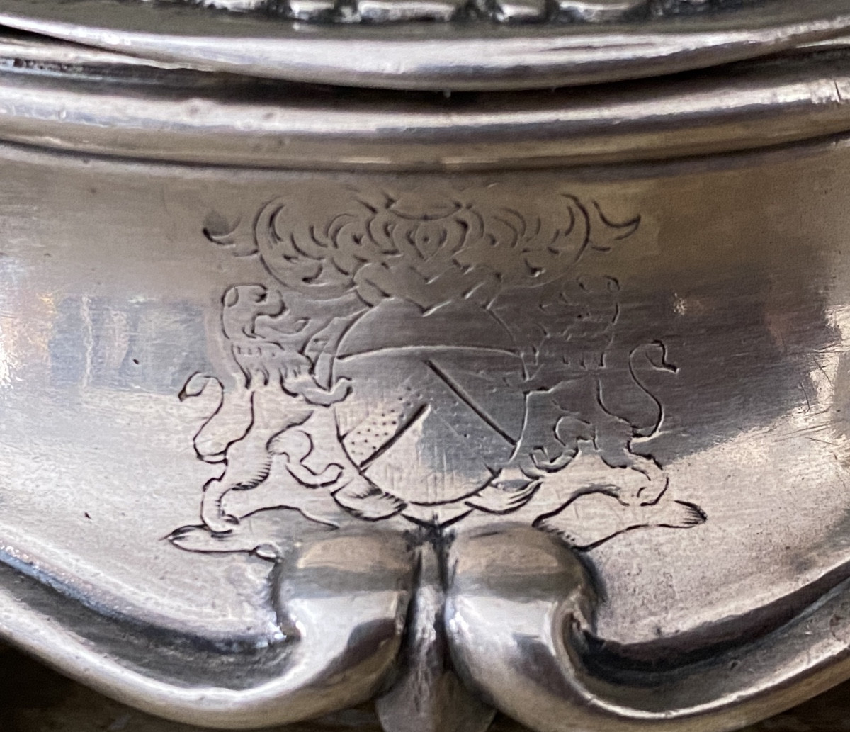 Barthélémy Rieumes, Paire de salières, argent, armoiries, Toulouse 1756