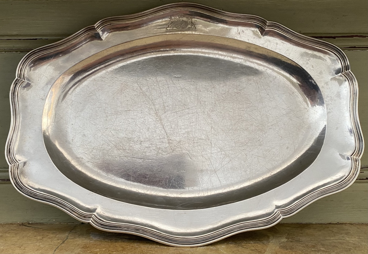 Aix-en-provence, Serving Dish, Silver, Coat Of Arms, 1774-photo-4