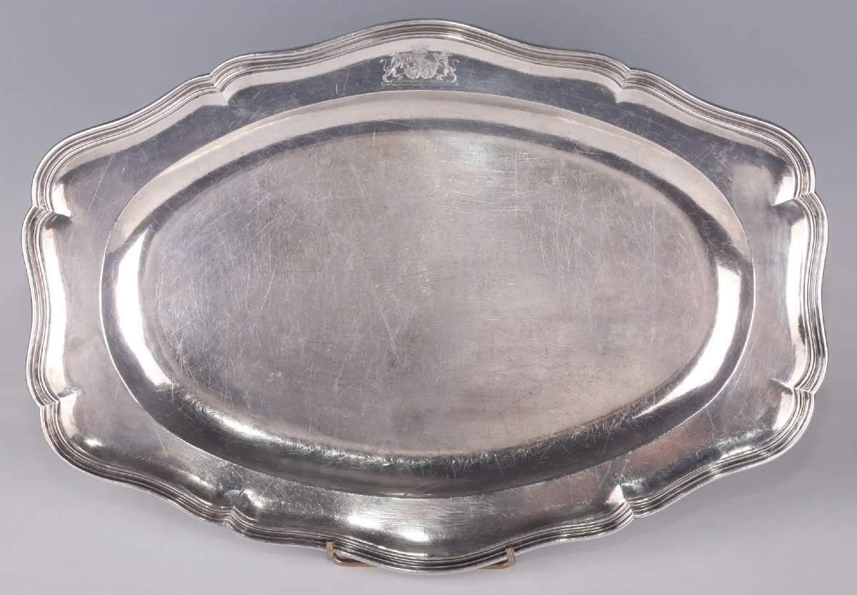 Aix-en-provence, Serving Dish, Silver, Coat Of Arms, 1774-photo-2