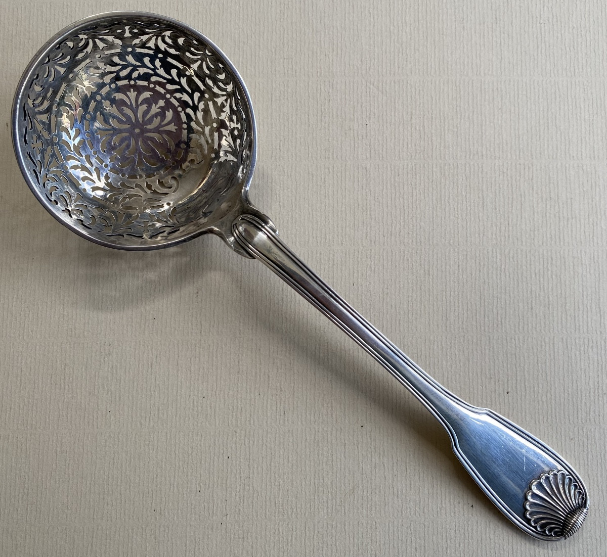 Sugar Spoon, Saupoudreuse, Silver, Filets Coquilles, Paris 1764-photo-2