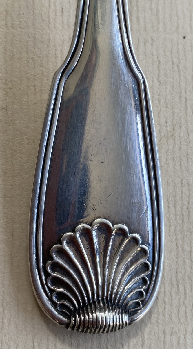 Sugar Spoon, Saupoudreuse, Silver, Filets Coquilles, Paris 1764-photo-2