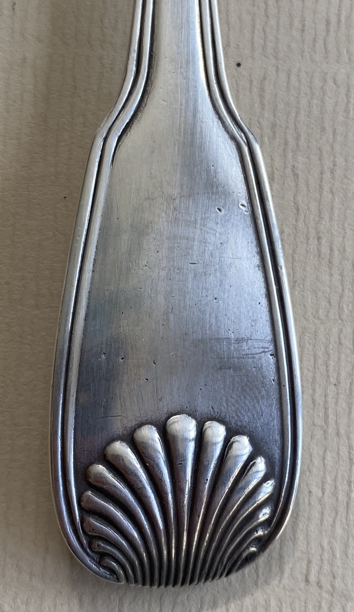 Sugar Spoon, Saupoudreuse, Silver, Filets Coquilles, Paris 1764-photo-3