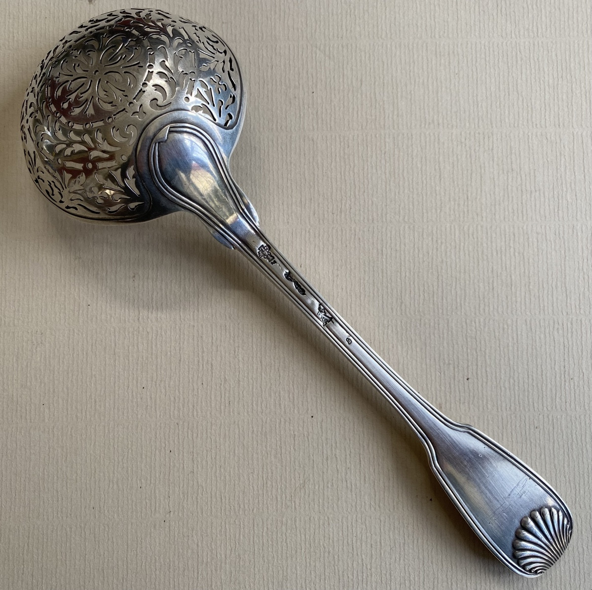 Sugar Spoon, Saupoudreuse, Silver, Filets Coquilles, Paris 1764