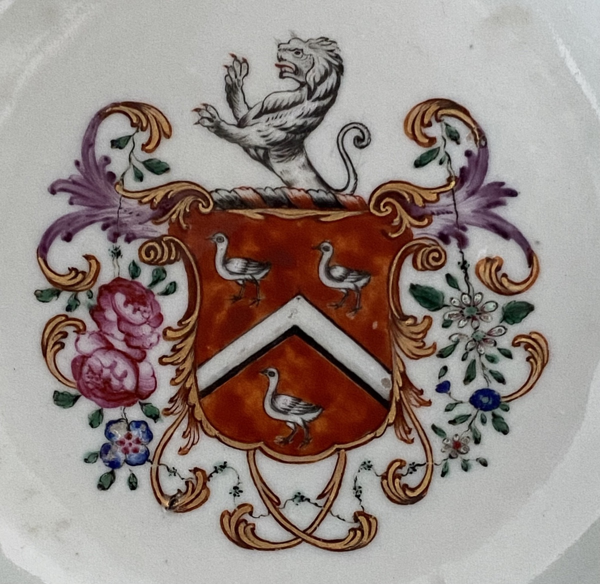 Compagnie Des Indes, Armorial Hollow Dish, Porcelain, 18th Century