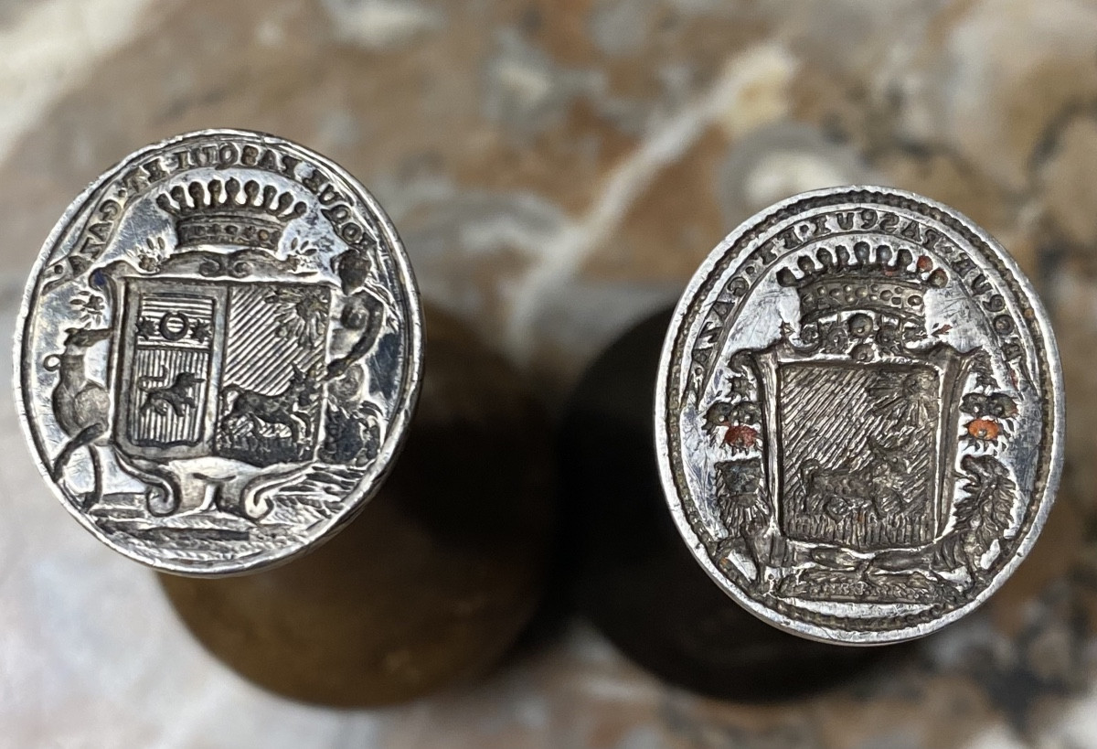 Seals, Silver And Turned Wood, Coat Of Arms-photo-2