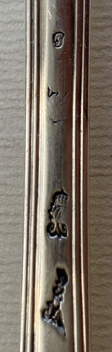 Anthiaume, Fourchette de service, à ragoût, argent, armoiries, Paris 1763-photo-3