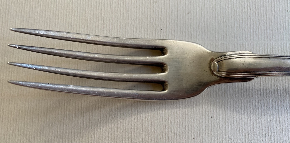 Anthiaume, Fourchette de service, à ragoût, argent, armoiries, Paris 1763-photo-4