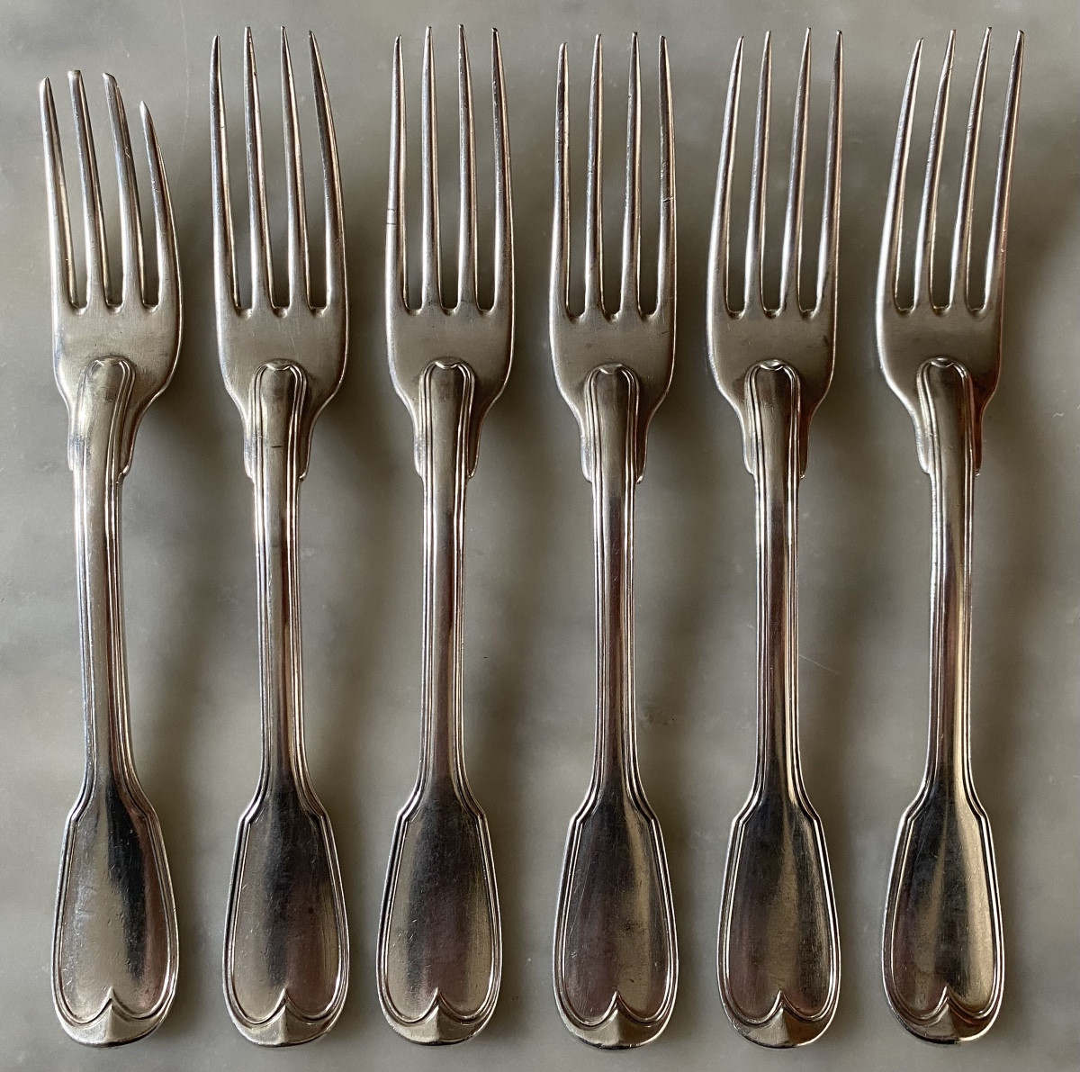 Nicolas Gonthier, Set Of 6 Flatware, Silver, Coat Of Arms-photo-2
