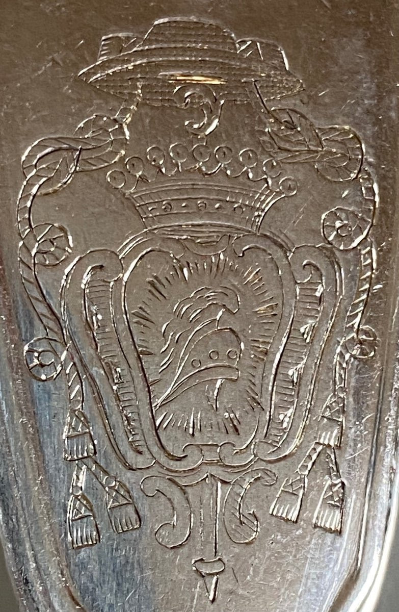 Nicolas Gonthier, Set Of 6 Place Settings, Serving Spoon, Silver, Coat Of Arms-photo-2