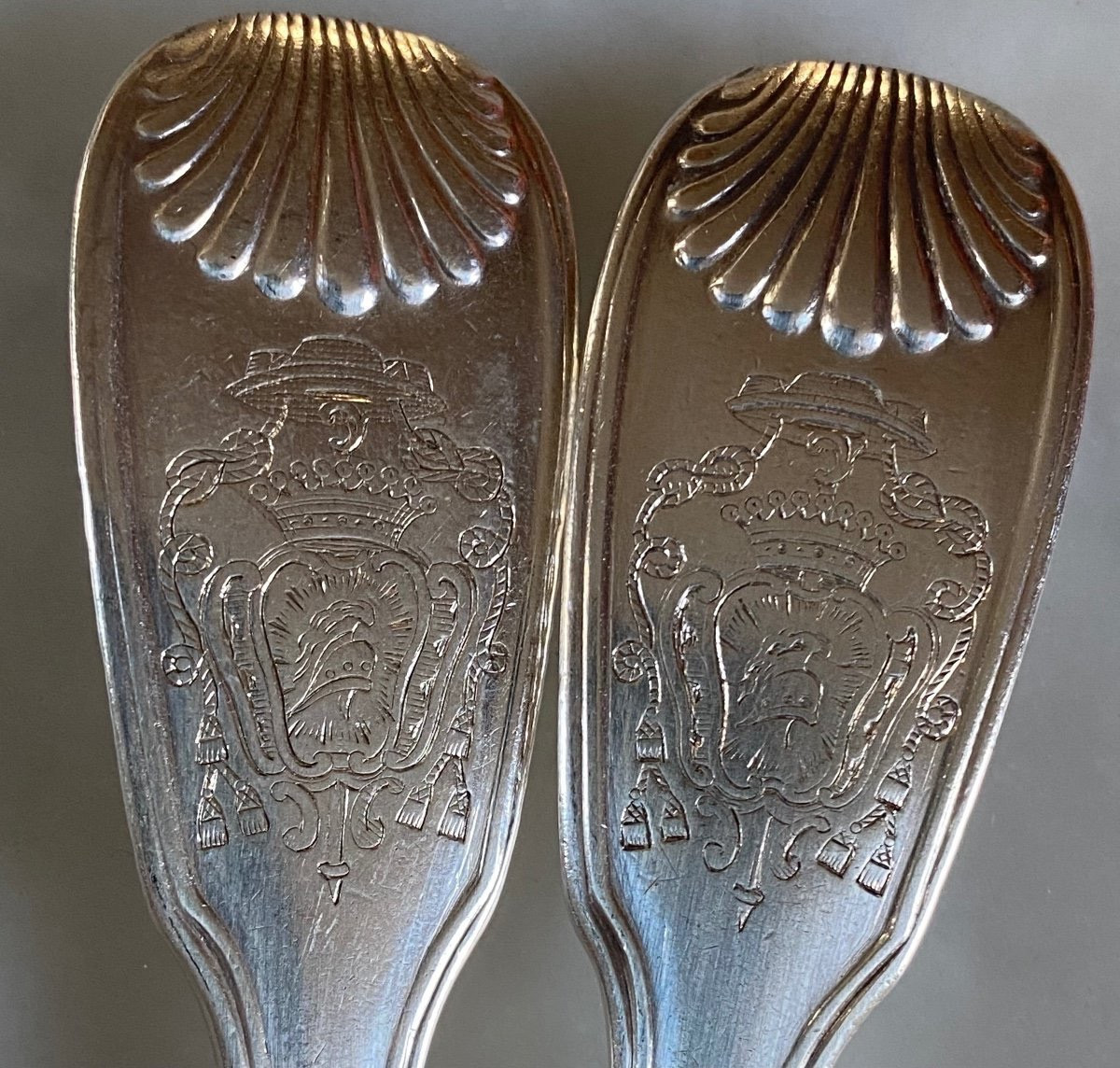 Nicolas Gonthier, Set Of 6 Place Settings, Serving Spoon, Silver, Coat Of Arms