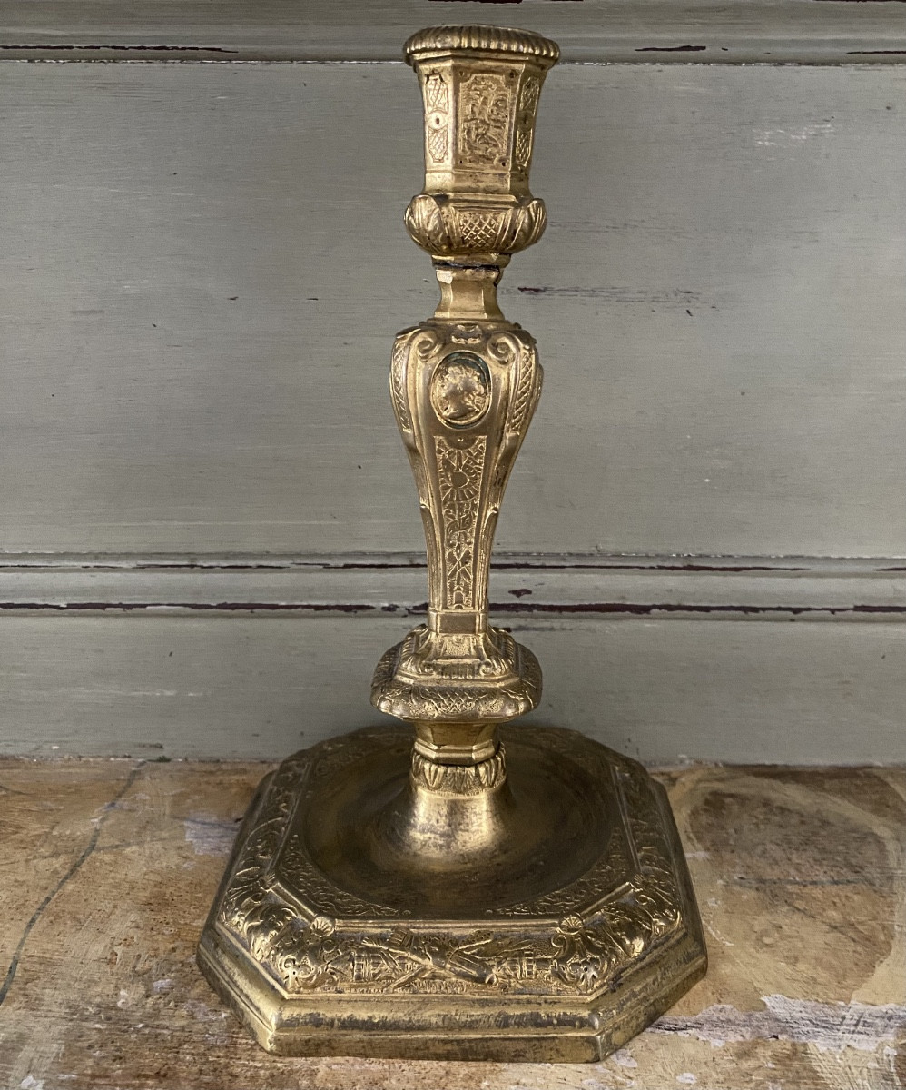 Torch, Candlestick, Gilt Bronze, Louis XIV