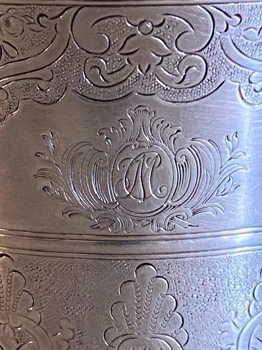 Antoine Plot, Timbale gravée, argent, Paris 1754-photo-3