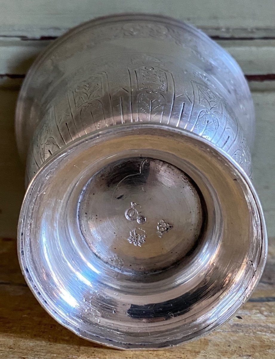 Antoine Plot, Timbale gravée, argent, Paris 1754-photo-1