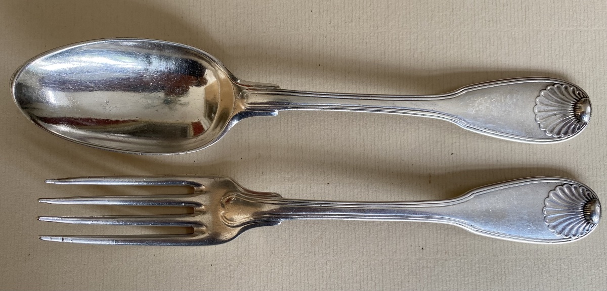 Bordeaux, Flatware, Silver, Filets Shells, Coat Of Arms, 1778-photo-3