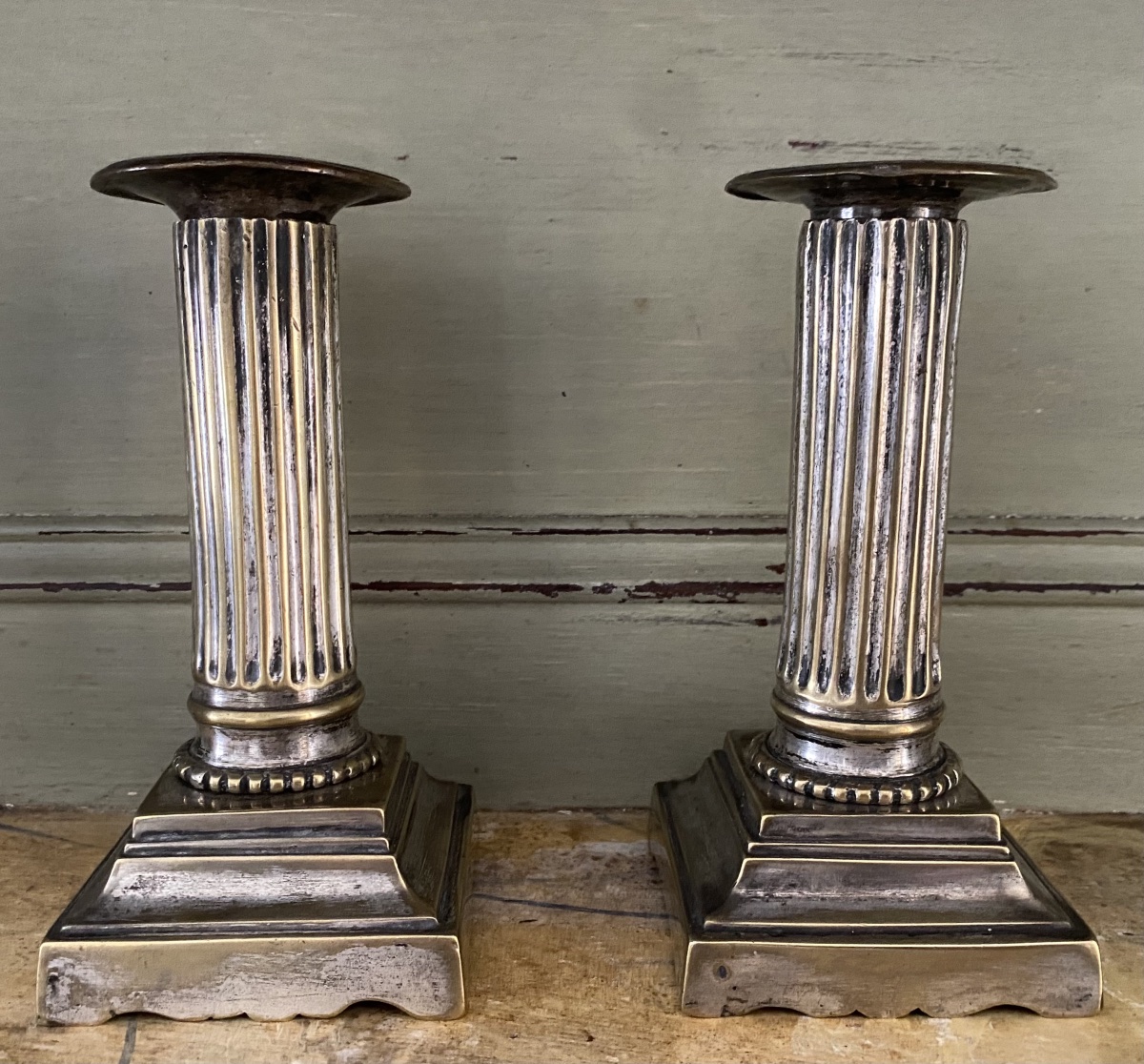 Candleholders, Table Centerpieces, Bronze-plated, Silver