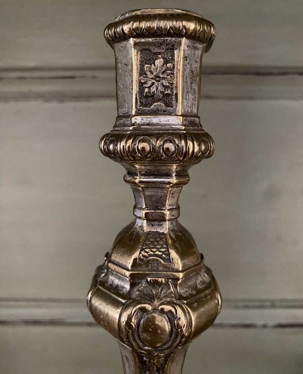 Pair Of Candelabra, Silver-plated Bronze, Regency Period-photo-2
