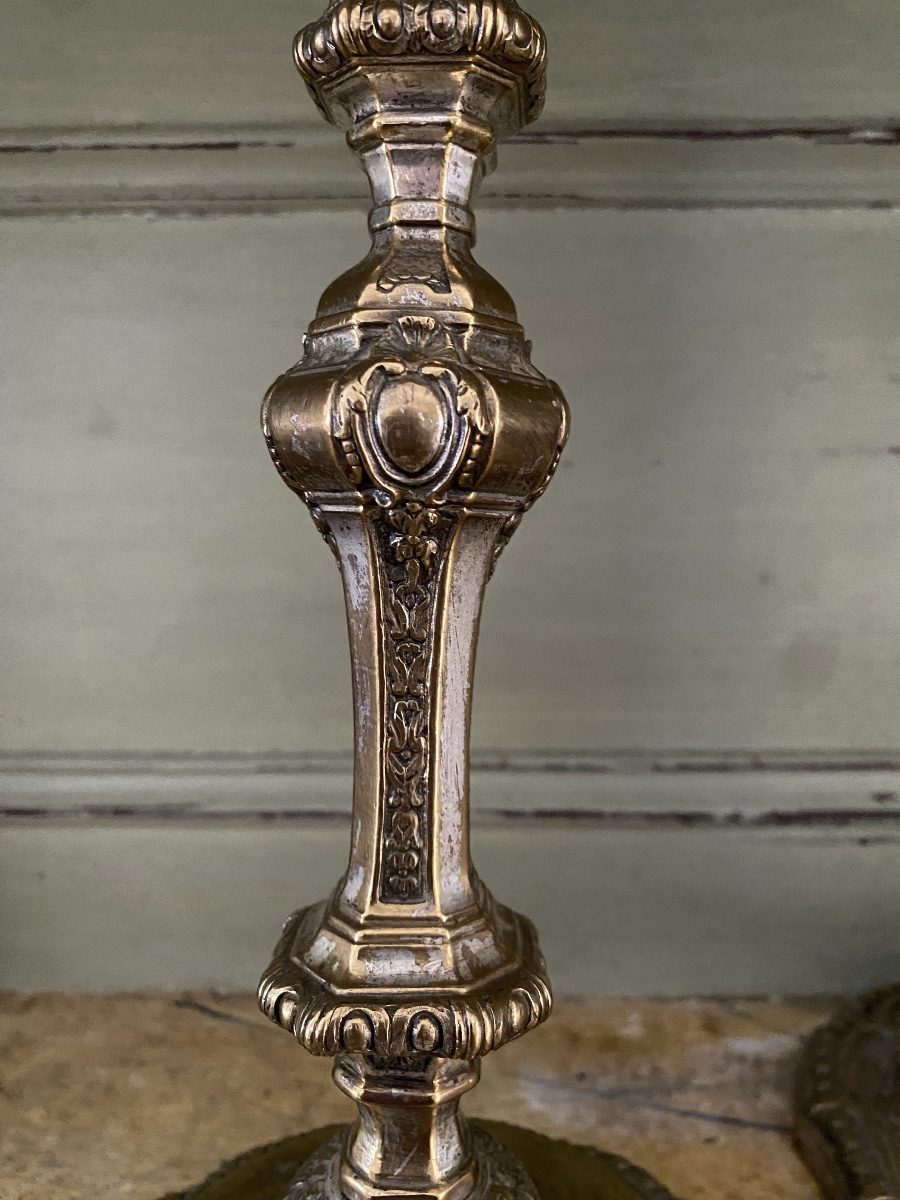 Pair Of Candelabra, Silver-plated Bronze, Regency Period-photo-3