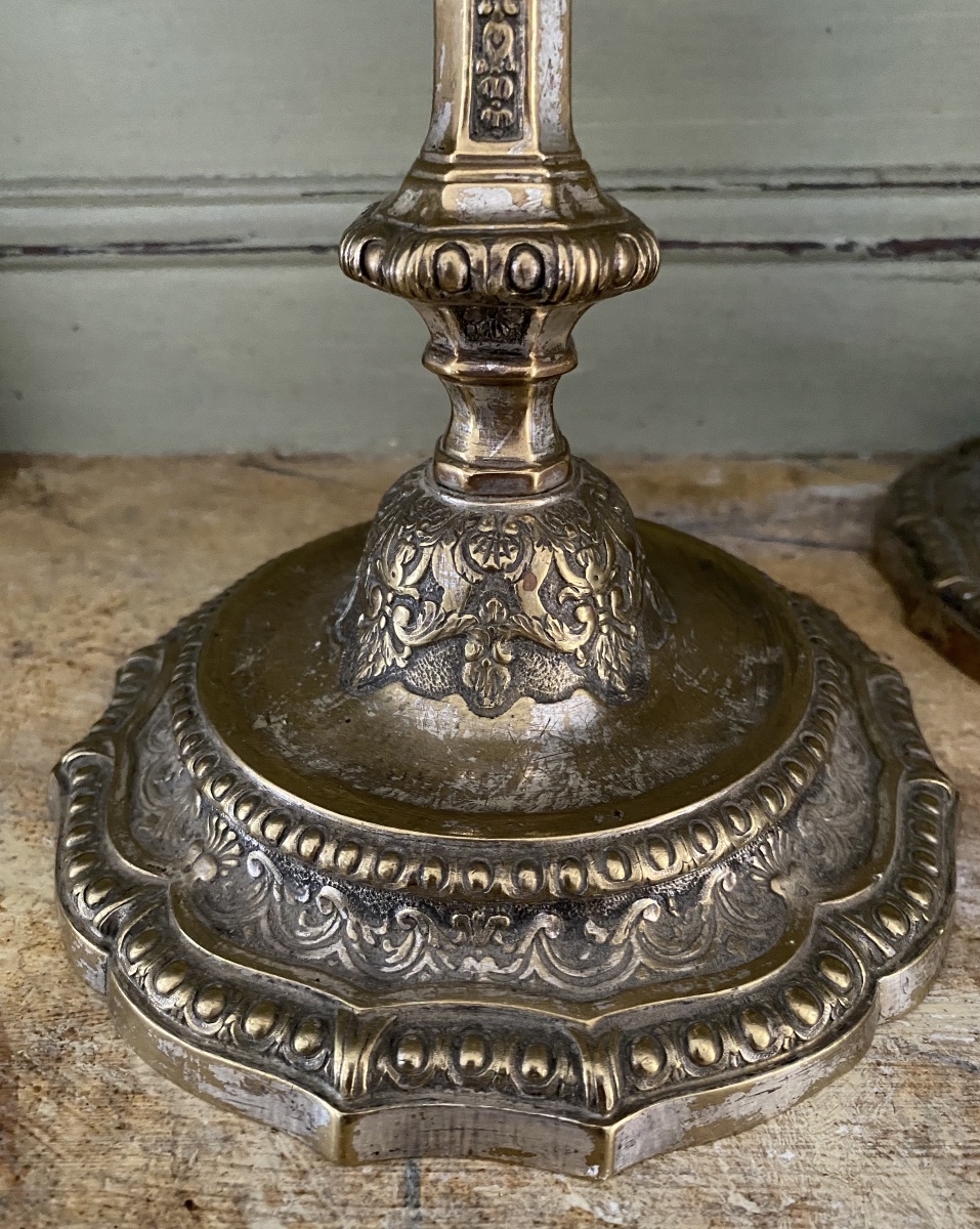 Pair Of Candelabra, Silver-plated Bronze, Regency Period-photo-4
