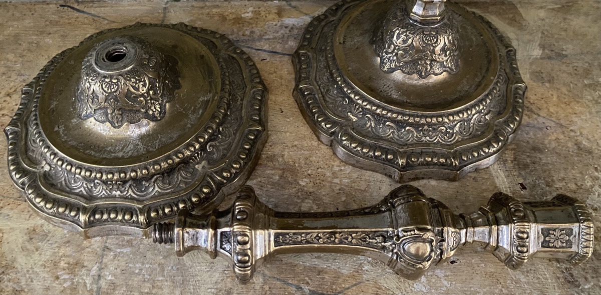 Pair Of Candelabra, Silver-plated Bronze, Regency Period-photo-1