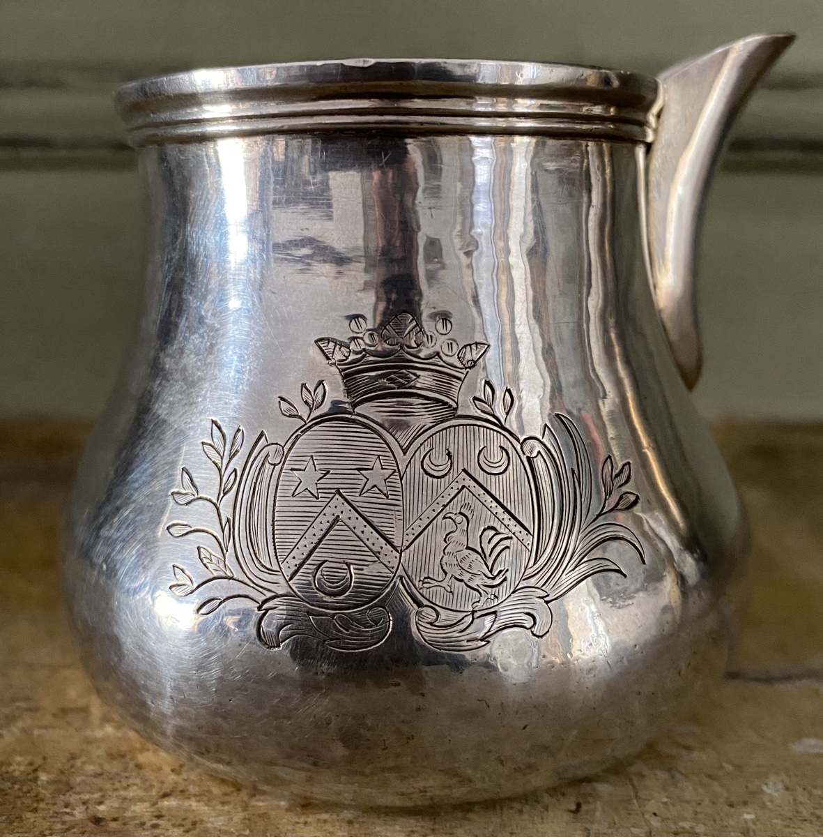Normandy, Caen, Valognes, Milk Jug, Milk Pitcher, Silver, Coat Of Arms-photo-7