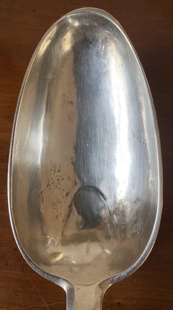 Spoon With Pot, Silver, Coat Of Arms, XVIIIth-photo-2
