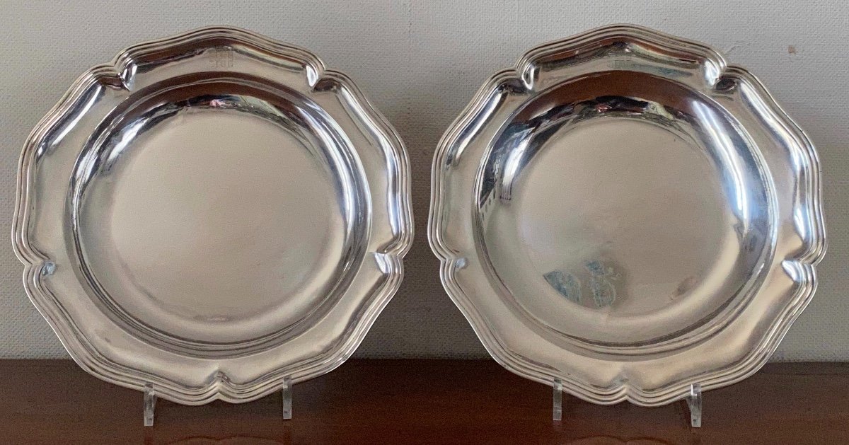 Pair Of Dishes, Silver, Coat Of Arms, Paris, XVIIIth-photo-2