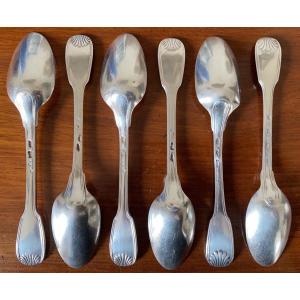 Small Spoons, Tea Spoons, Coffee Spoon, Silver, Shell Fillets, Paris, 18th Century