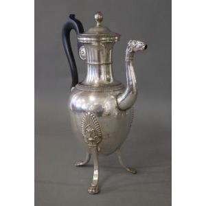 Large Jug, Lined Metal, Silver, Empire, 19th Century