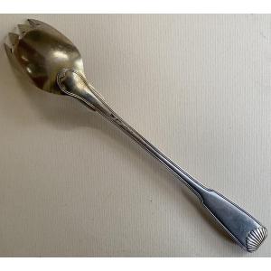 Cuillère à Ragoût, de service, Argent, Filets Coquilles, Paris 1739