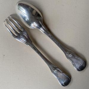 Silver Cutlery, Violin-shaped Fillets, Shells And Clasps, Paris 1765