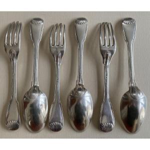 Couverts, Filets Coquilles, Argent, Paris 1752