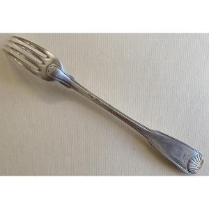 Anthiaume, Fourchette de service, à ragoût, argent, armoiries, Paris 1763