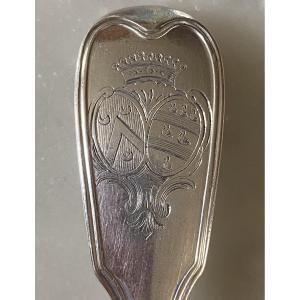 Nicolas Gonthier, série de 6 couverts, argent, armoiries