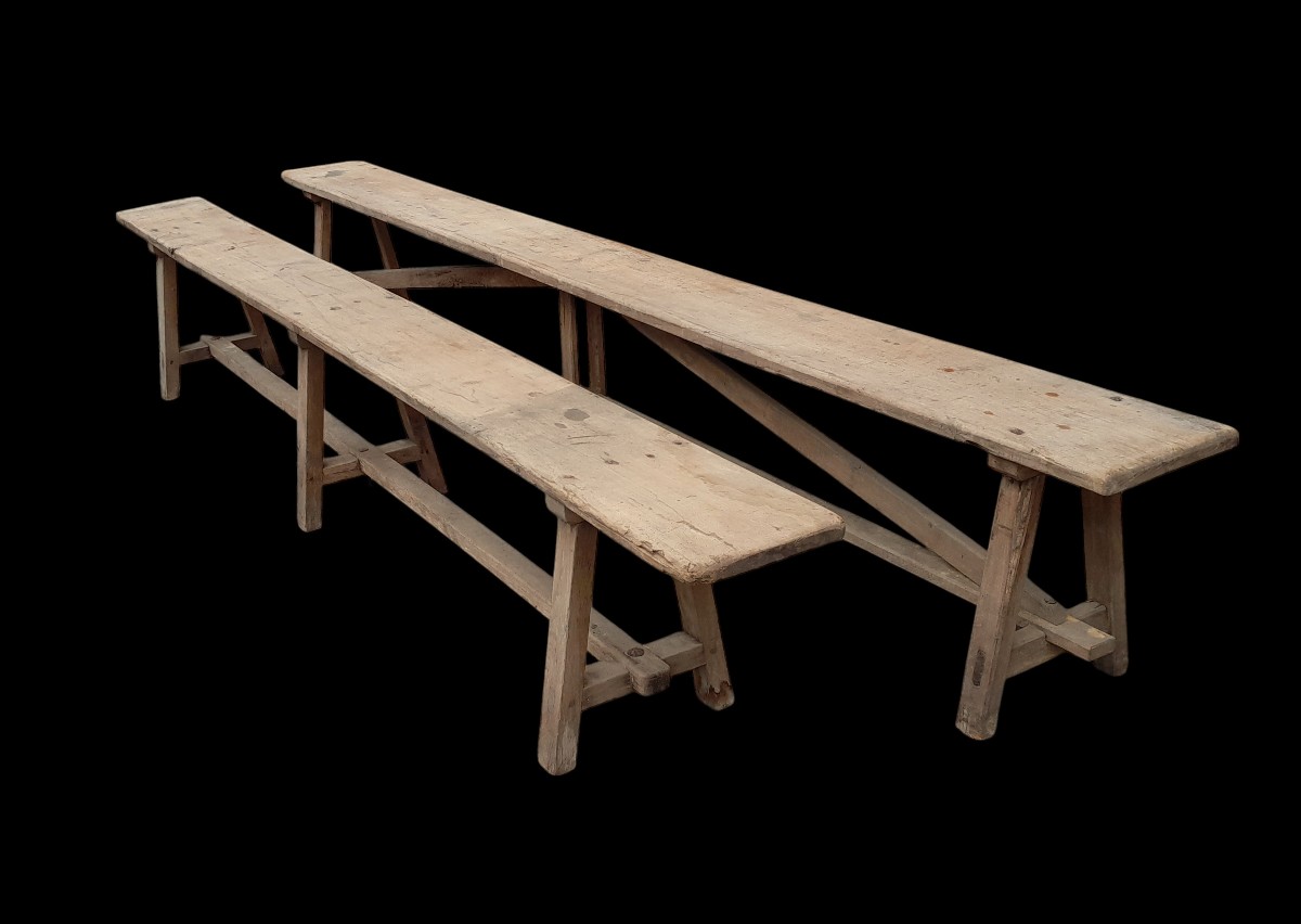 2 19th Century Bistro Benches-photo-2