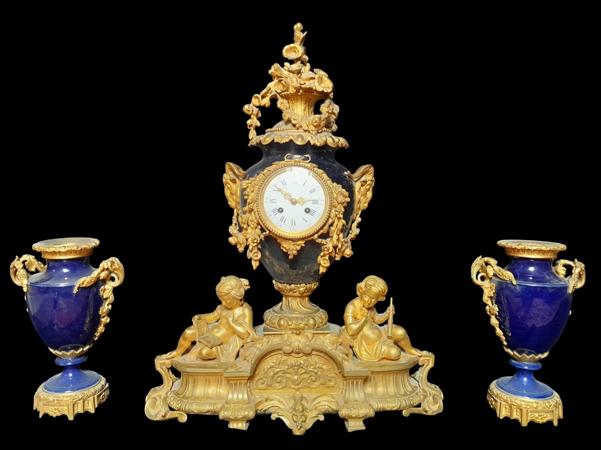 Importante Garniture de Cheminée Napoléon III