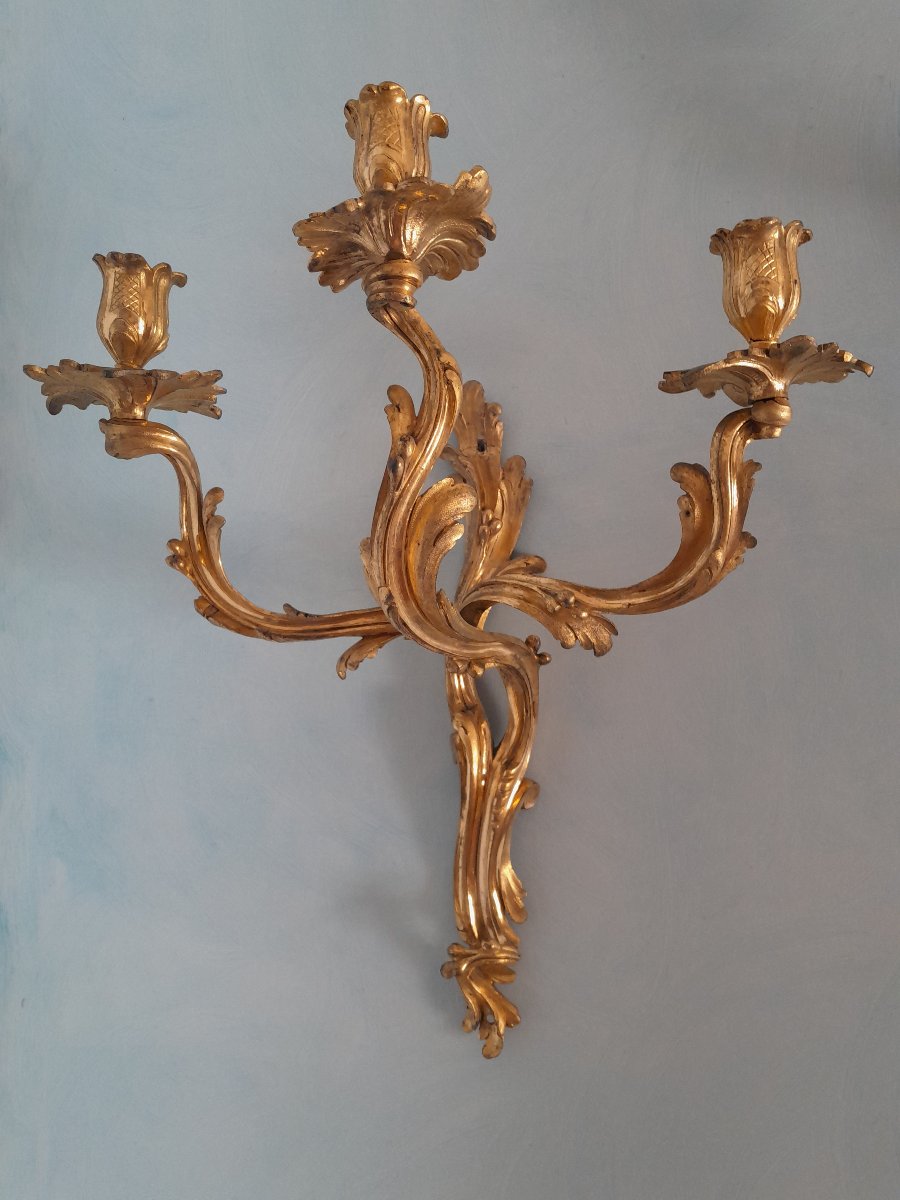 Pair Of 18th-century Three-light Wall Sconces-photo-2