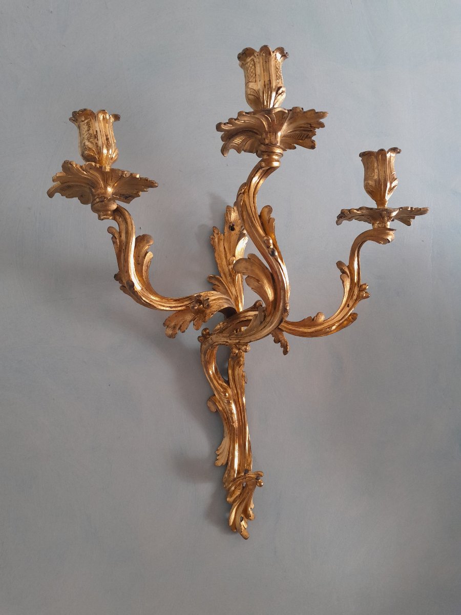 Pair Of 18th-century Three-light Wall Sconces-photo-3