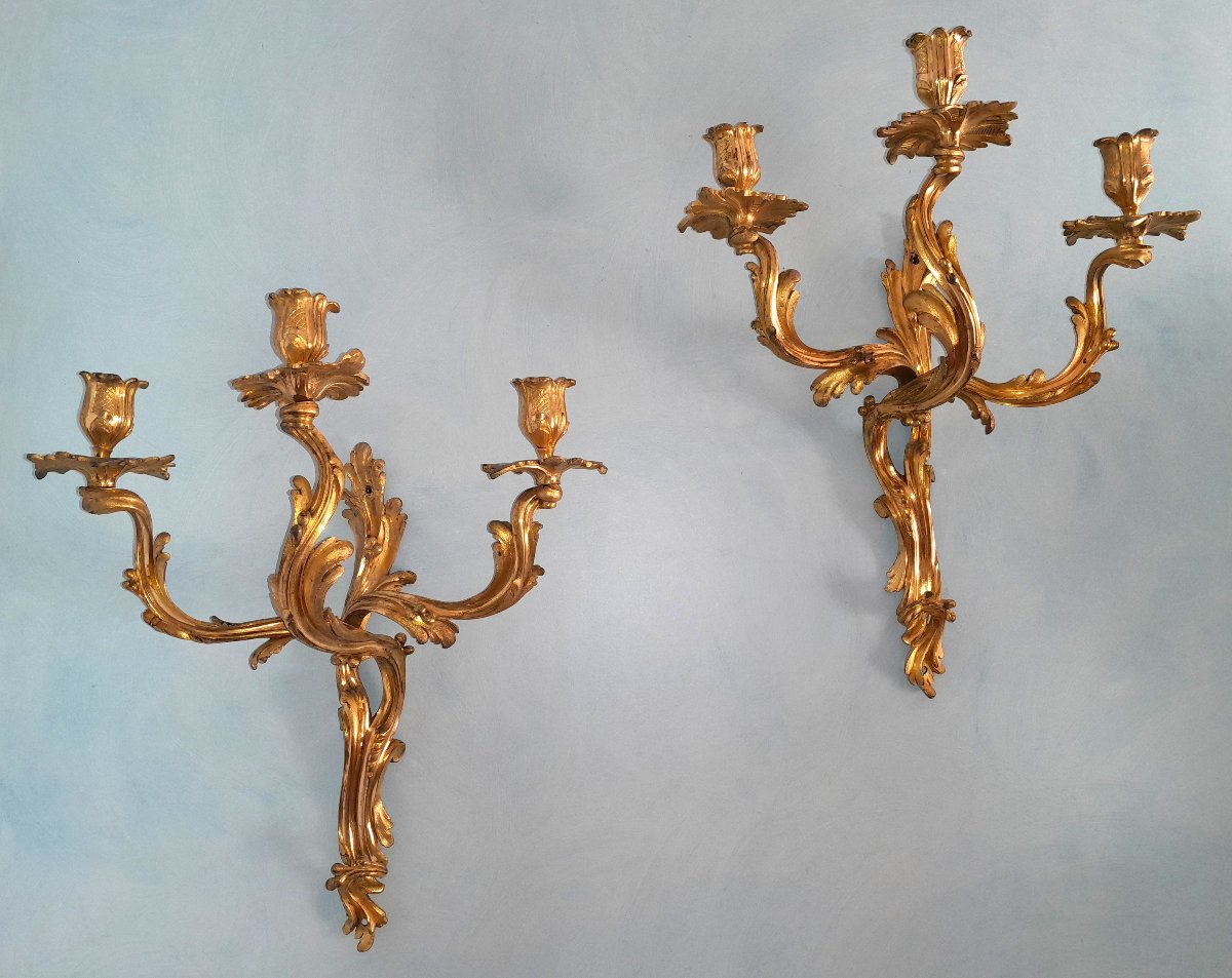 Pair Of 18th-century Three-light Wall Sconces-photo-7