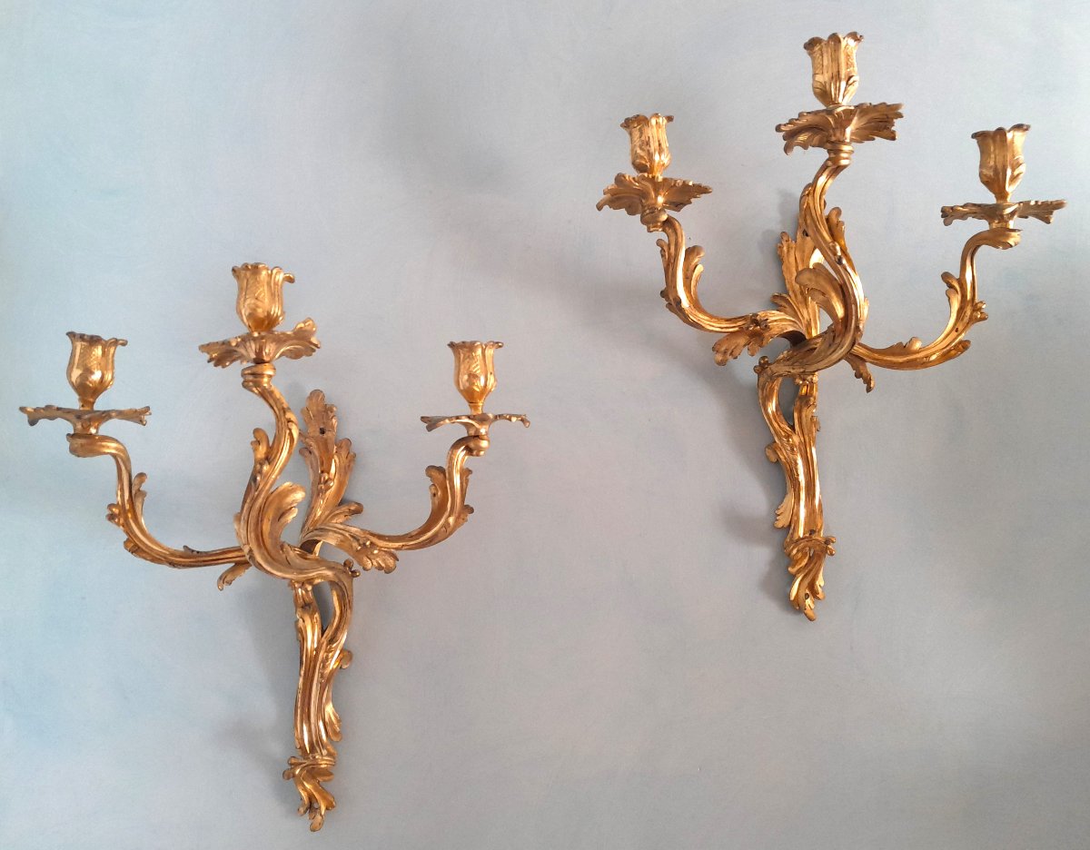 Pair Of 18th-century Three-light Wall Sconces